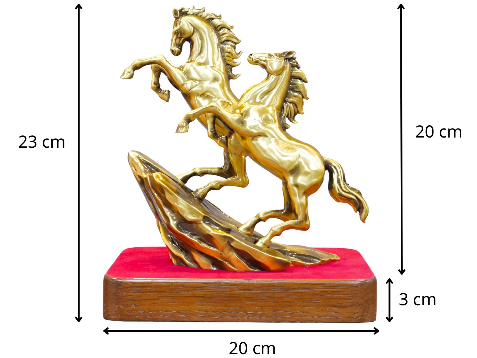 Thông số tượng song mã thịnh vượng bằng đồng mạ cổ điển