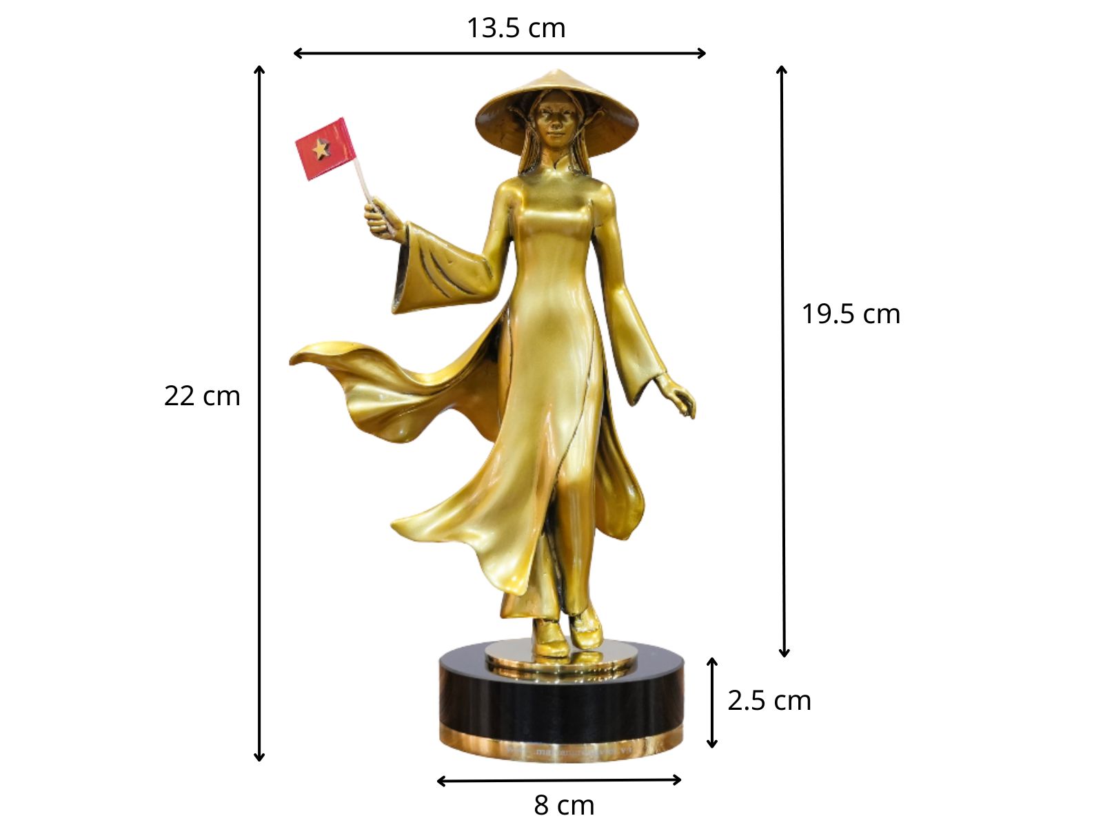 Thông số tượng Thiếu Nữ Việt Nam Cầm Cờ Đế Pha Lê