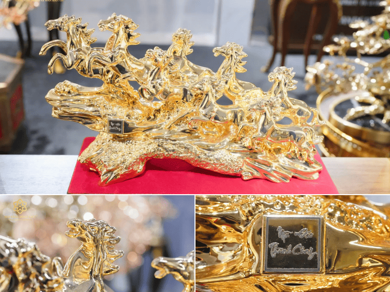 Tượng mã đáo thành công mạ vàng 24K