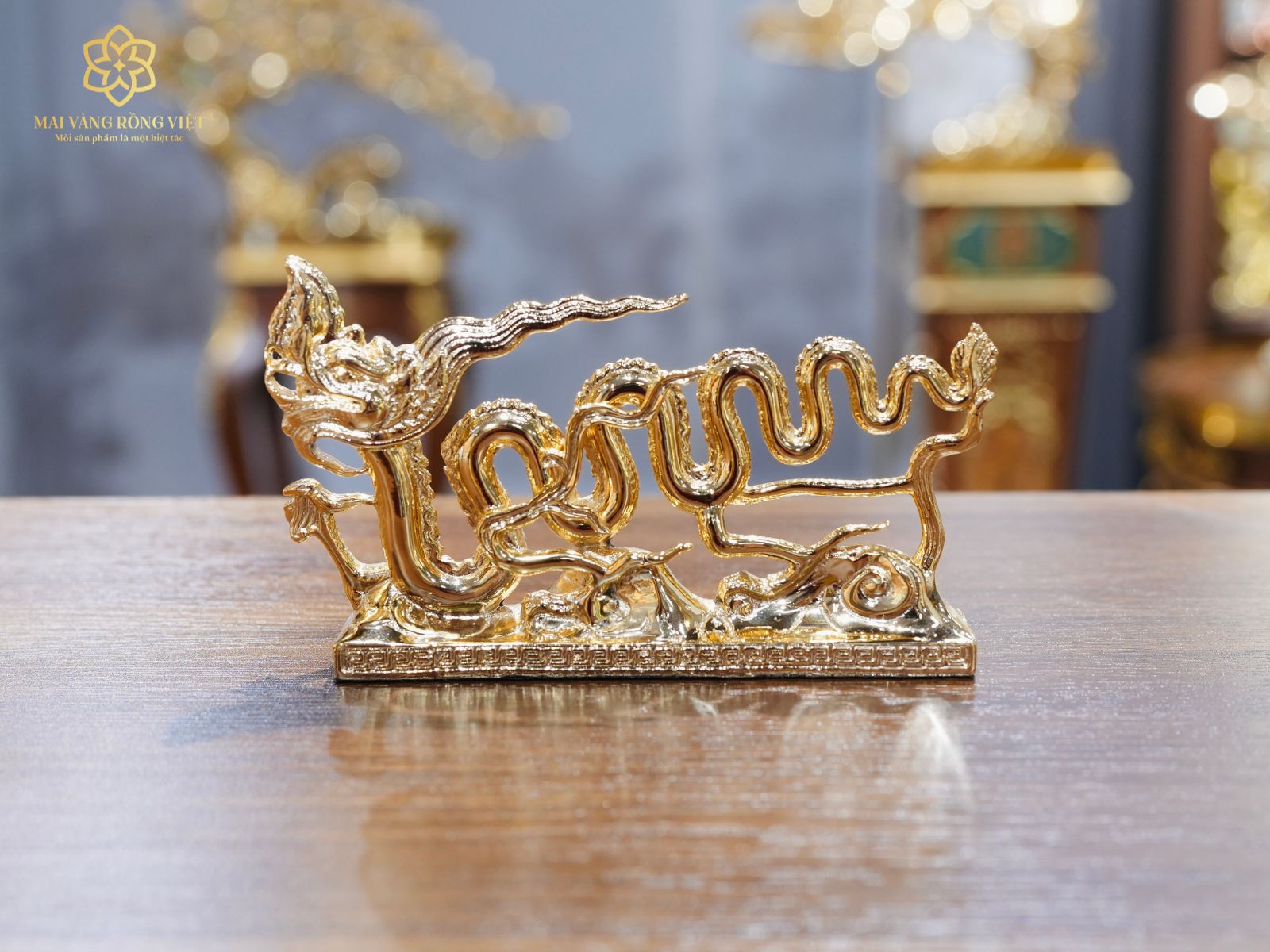 Rồng Nhà Lý Mạ Vàng 24K 12cm