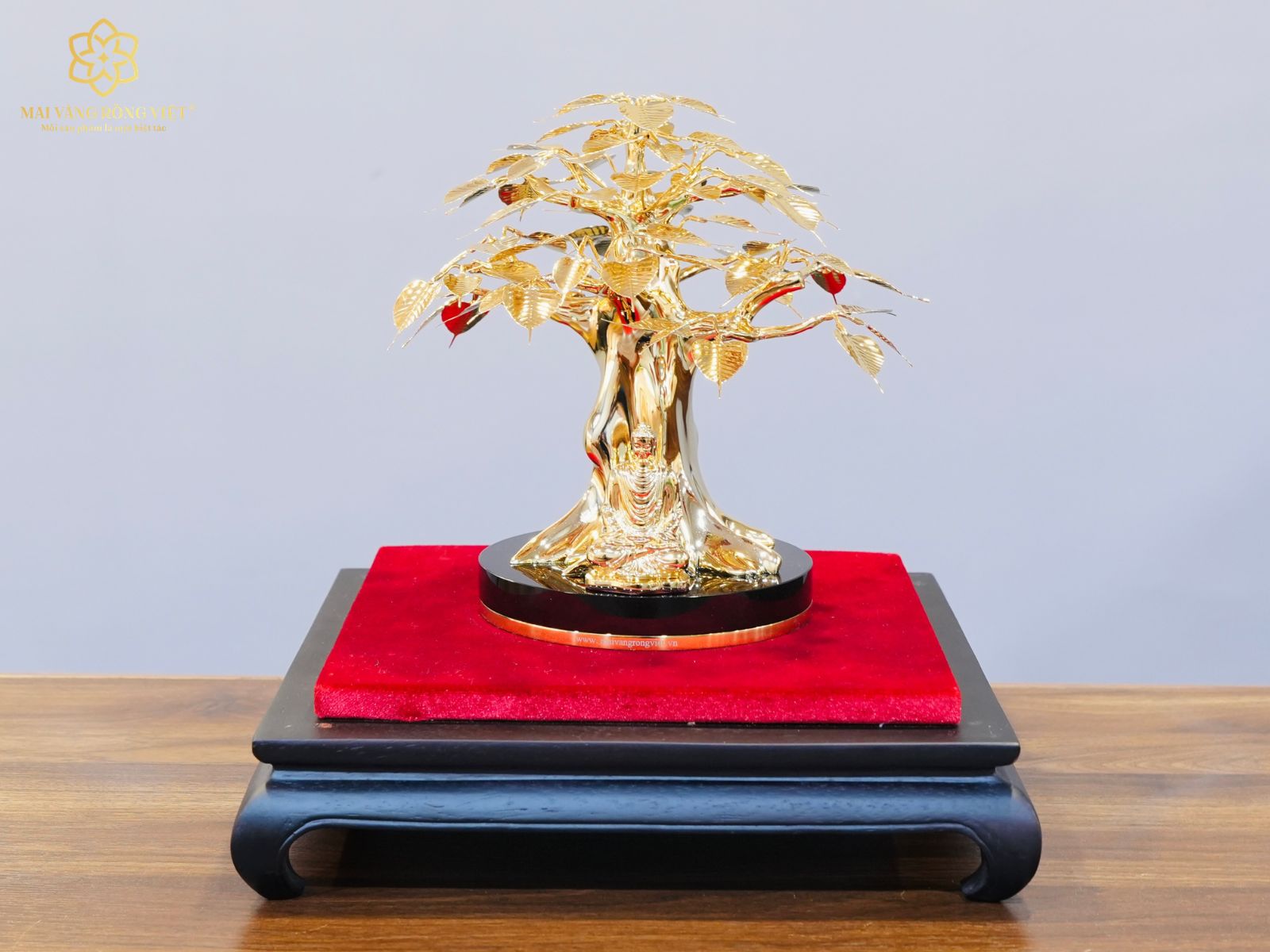ý nghĩa cây bồ đề bình an mạ vàng 24k cao 20cm