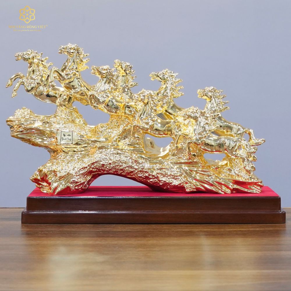 Bát Mã Truy Phong Bằng Đồng Mạ Gold - Biểu Tượng Mã Đáo Thành Công
