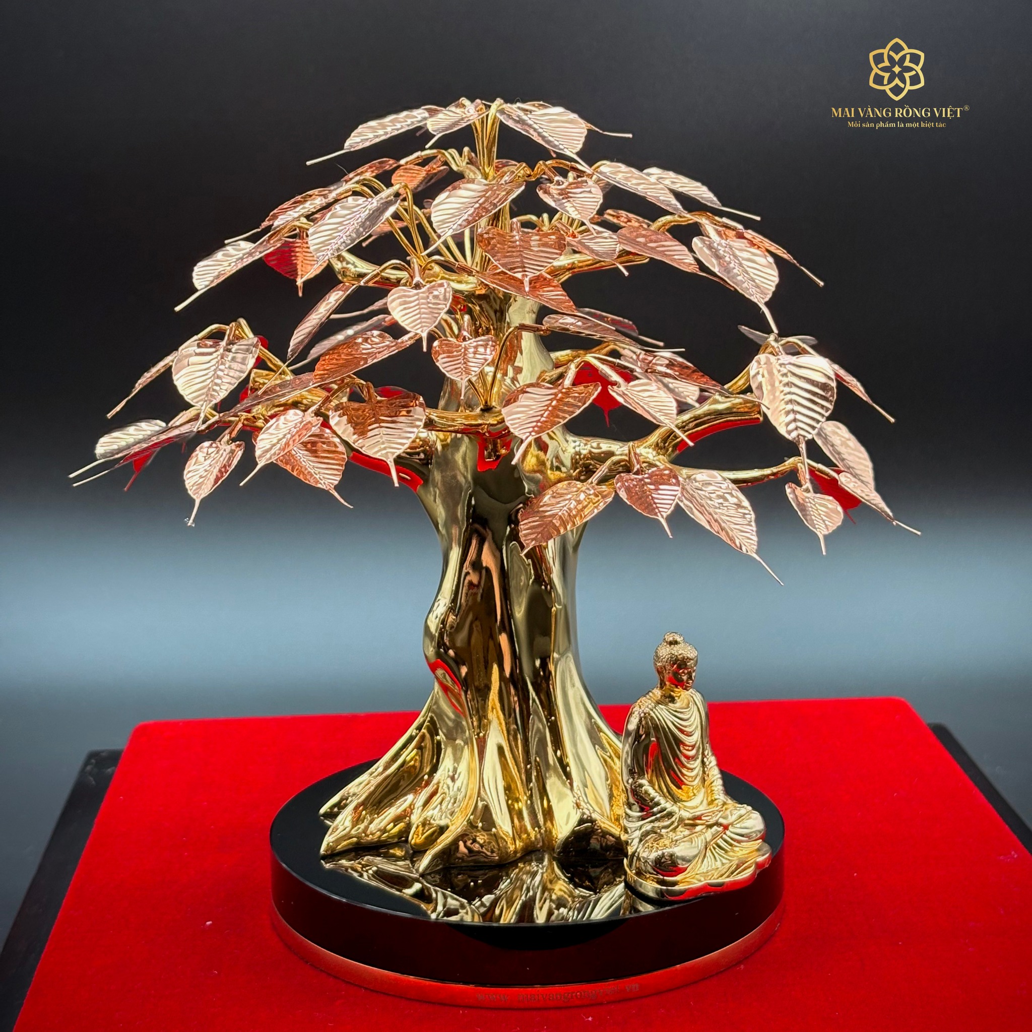 Cây Bồ Đề Bình An cao 20cm - Mạ Mix Rose Gold