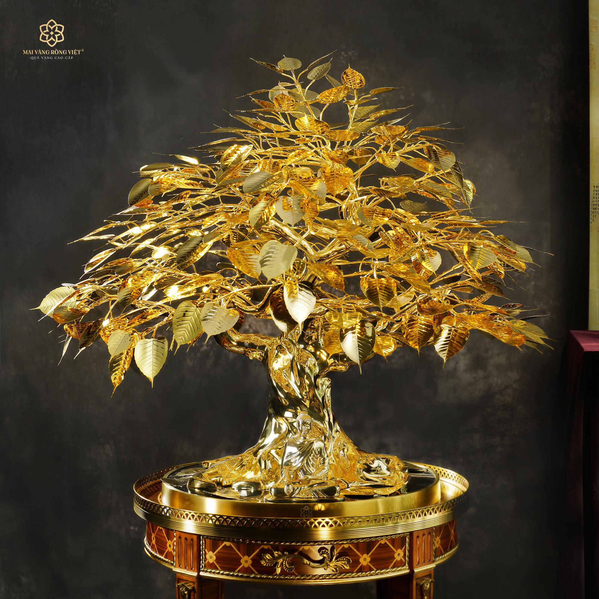 Cây Bồ Đề Đại Cát Tường Mạ Vàng 24K Cao 80cm