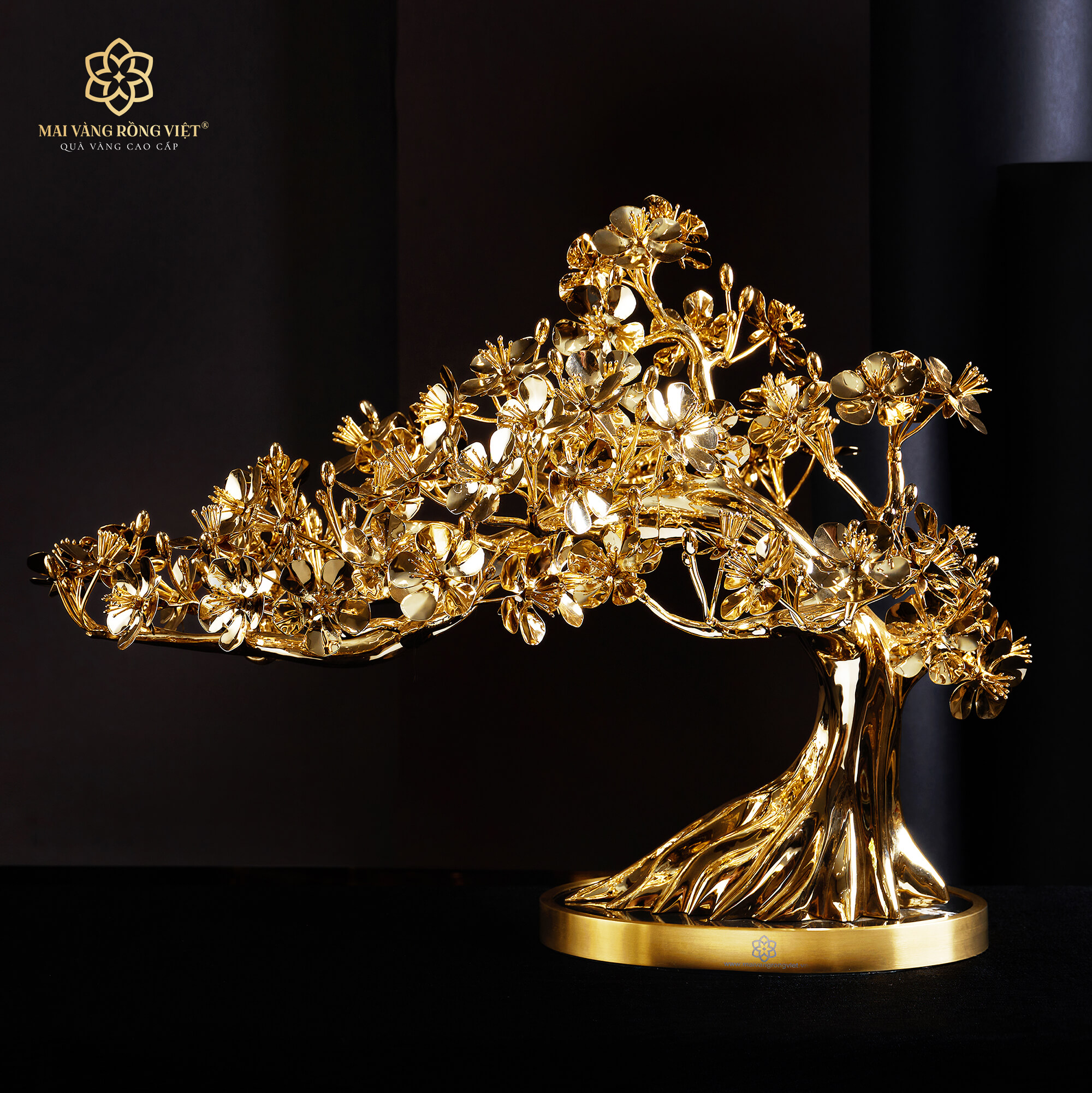 Cây Mai Bạt Phong Mạ Vàng 24K Cao 39cm