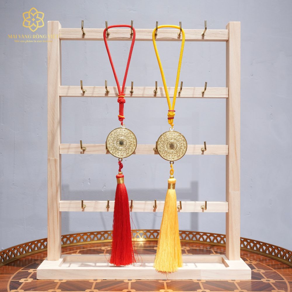 Dây Treo Xe Mặt Trống Đồng Mạ Vàng 24K