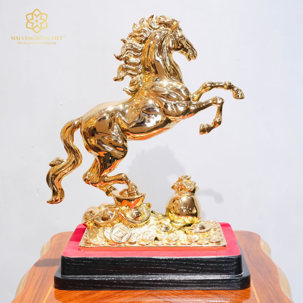 Kim Mã Chiêu Tài Bằng Đồng Mạ Gold