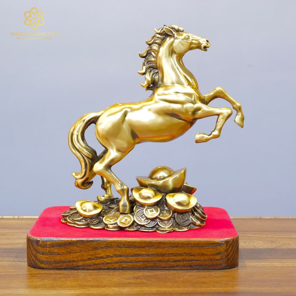 Kim Mã Đại Phát Bằng Đồng Mạ Cổ Điển Cao 20cm