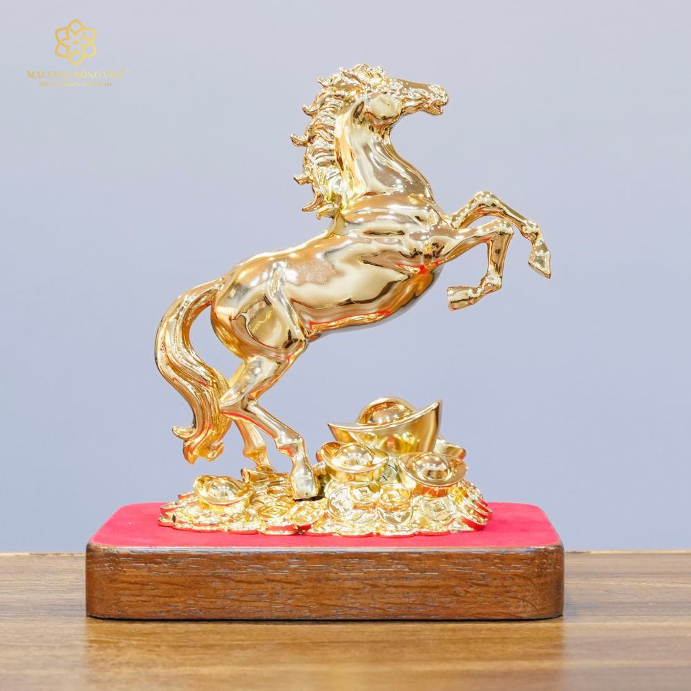 Kim Mã Đại Phát Bằng Đồng Mạ Gold Cao 20cm