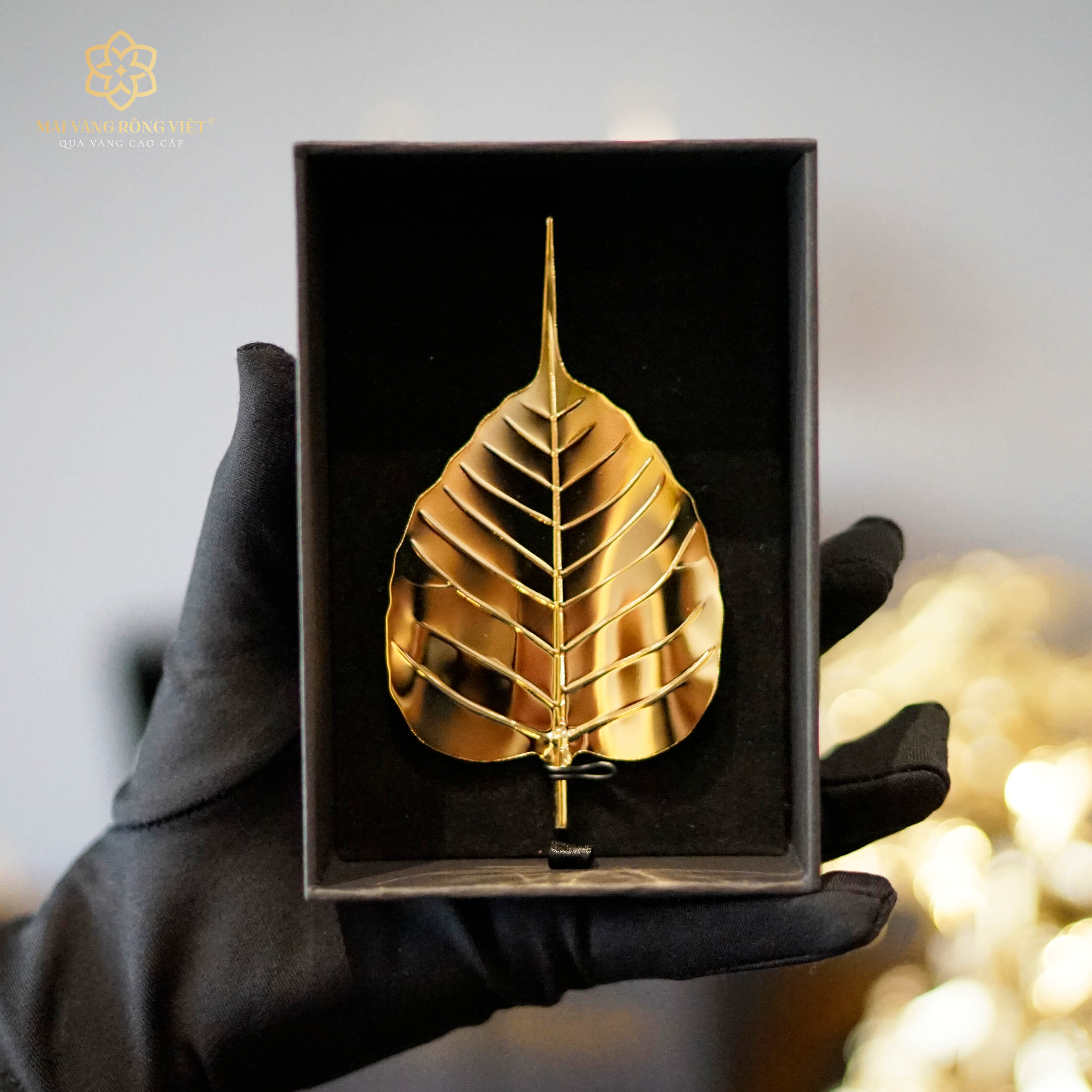 Lá Bồ Đề Hạnh Phúc Mạ Vàng 24K