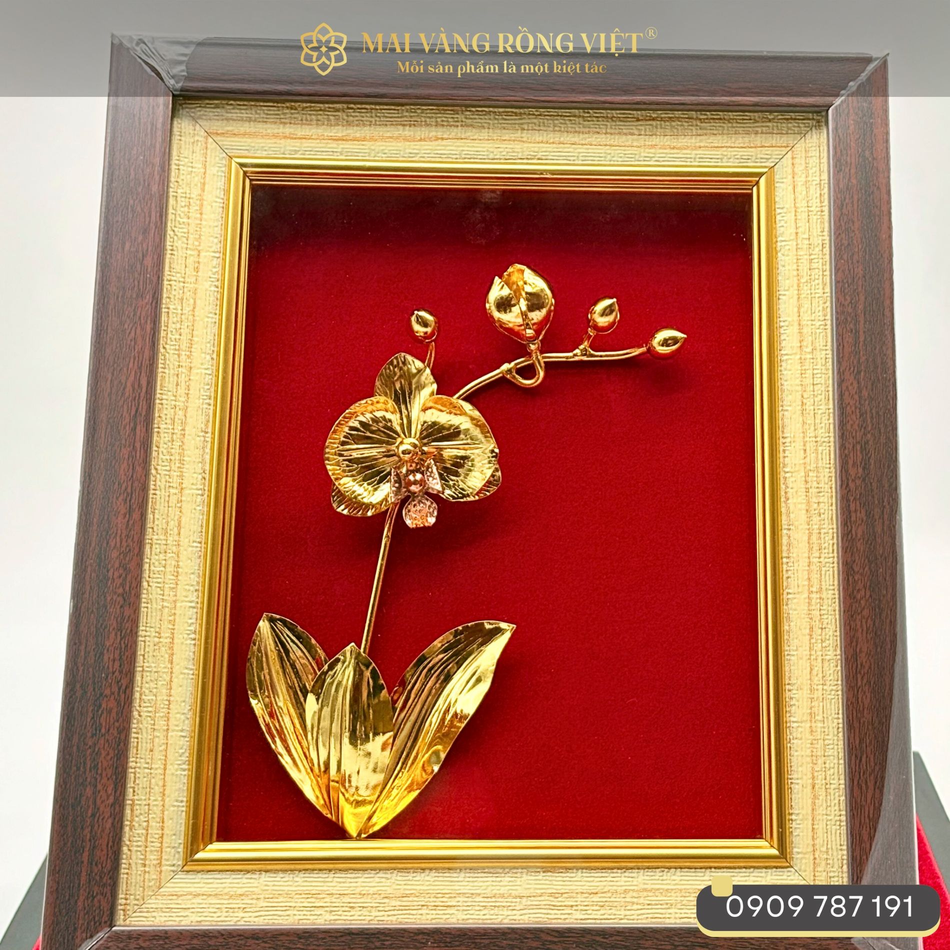 Tranh Hoa Lan Hồ Điệp Mạ Vàng 24k