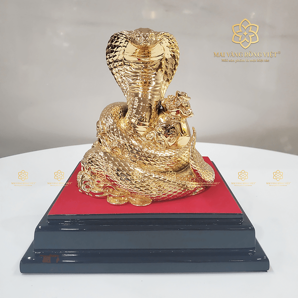 Tượng Rắn Mạ Vàng 24K cao 13cm