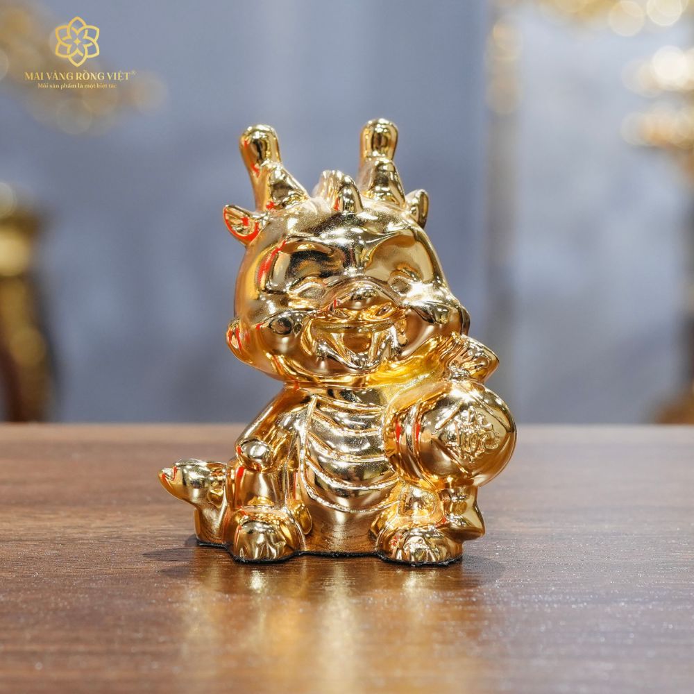 Tượng Rồng Chibi Mạ Gold