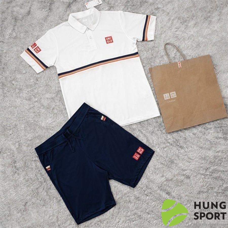 Bộ quần áo Tennis SF UNIQLO Polo Trắng/ xanh tím than