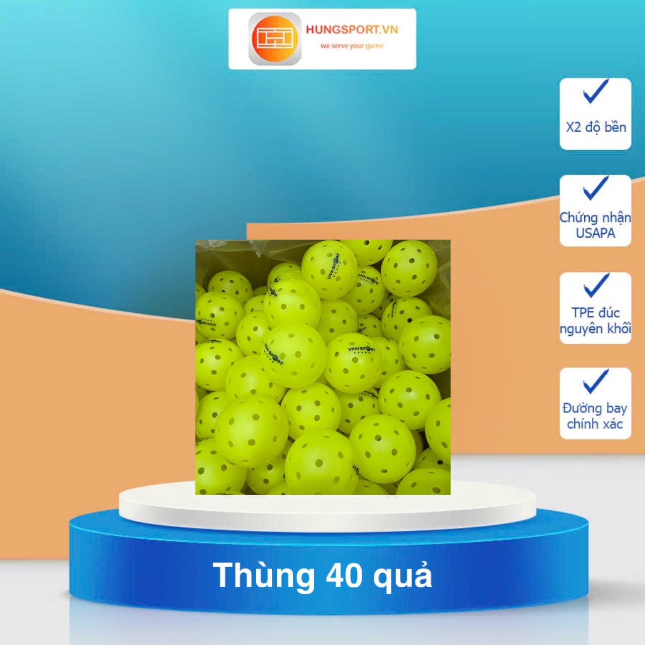 Combo Bóng thi đấu Pickleball siêu cấp V-Star VivnSport x2 độ bền đạt chứng nhận USAPA