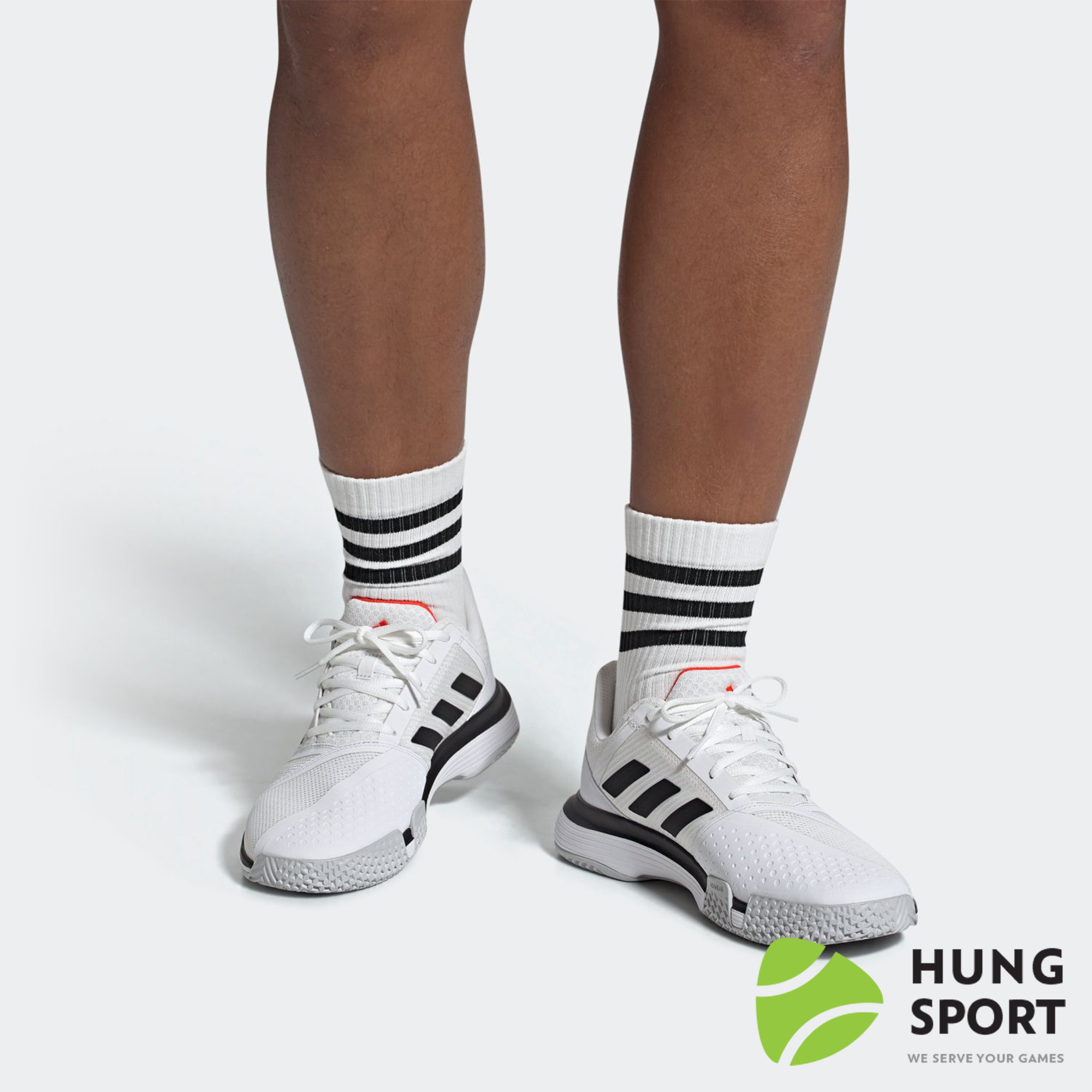 Giày Tennis Adidas Court Jam Trắng/Đen/Cam