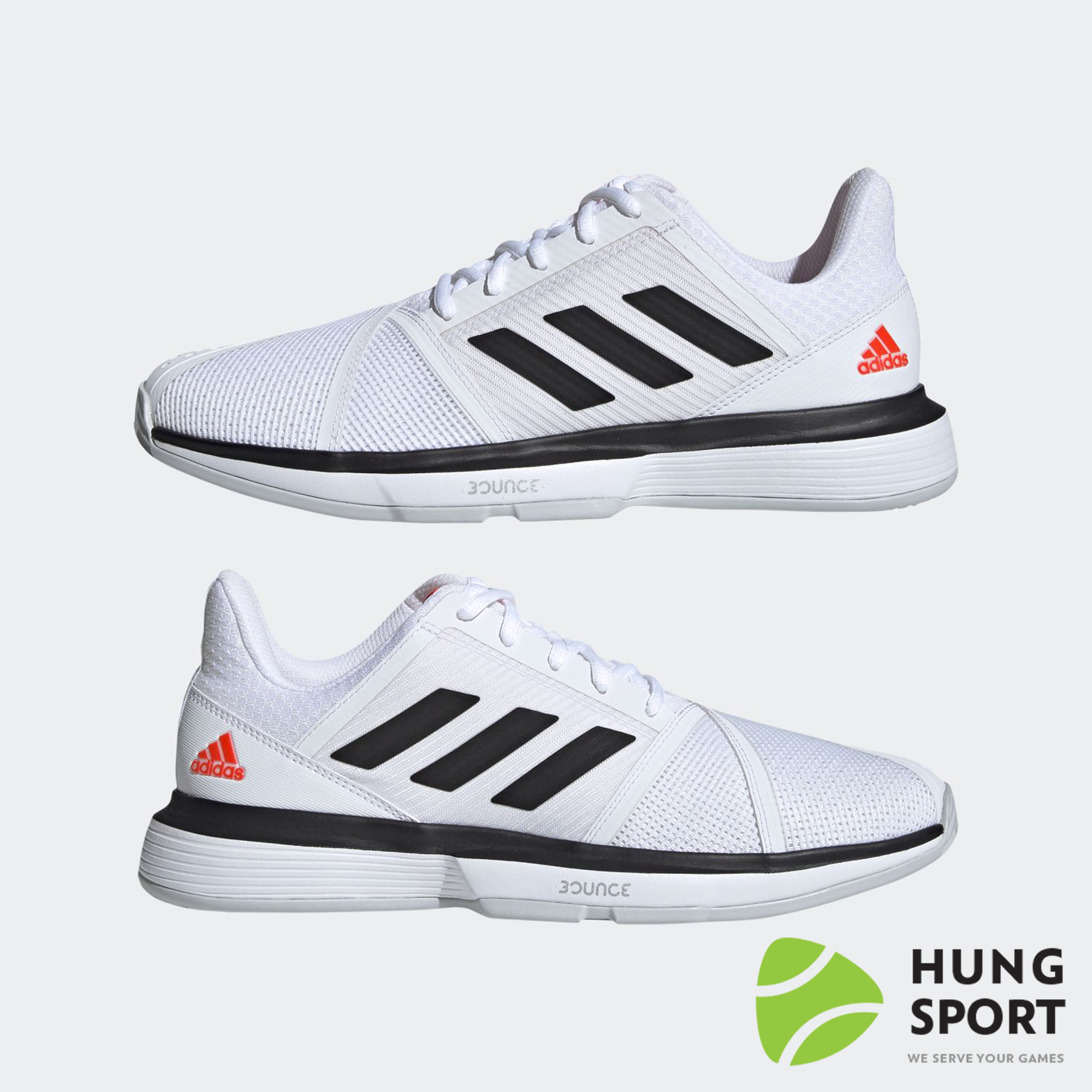 Giày Tennis Adidas Court Jam Trắng/Đen/Cam