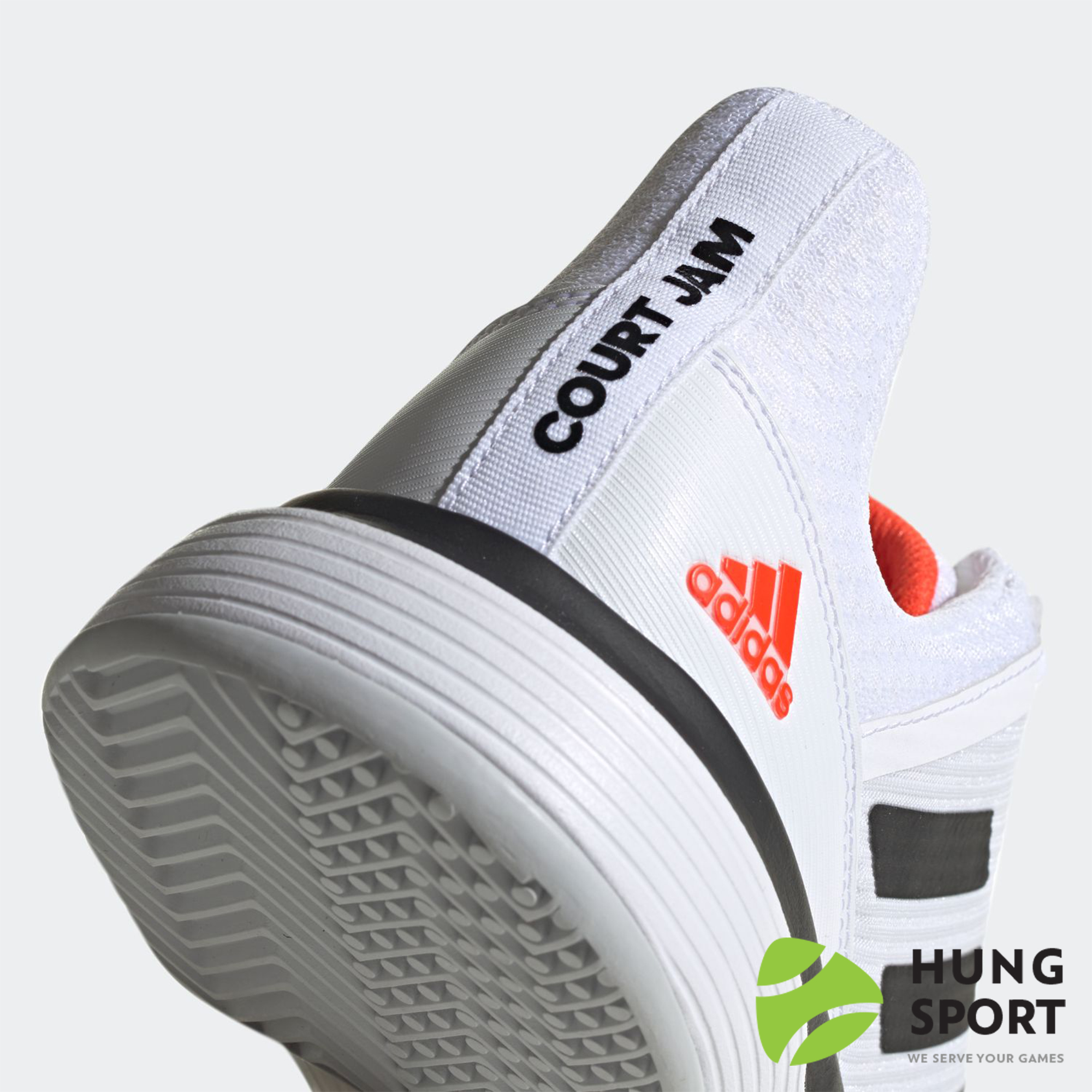 Giày Tennis Adidas Court Jam Trắng/Đen/Cam