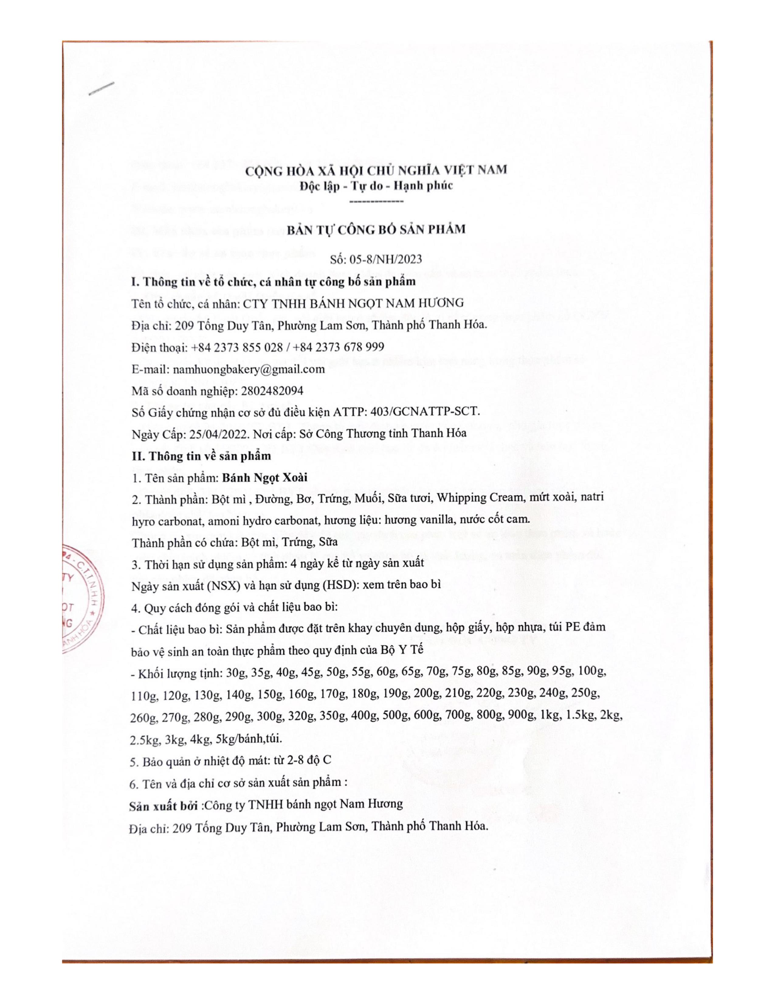 Công Bố Sản Phẩm