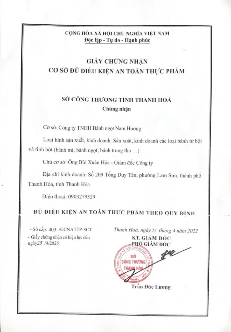 Giấy Chứng nhận ATVSTP