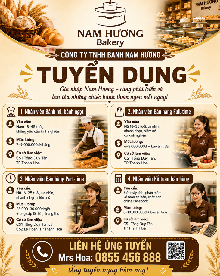 THÔNG TIN TUYỂN DỤNG THÁNG 8/2026