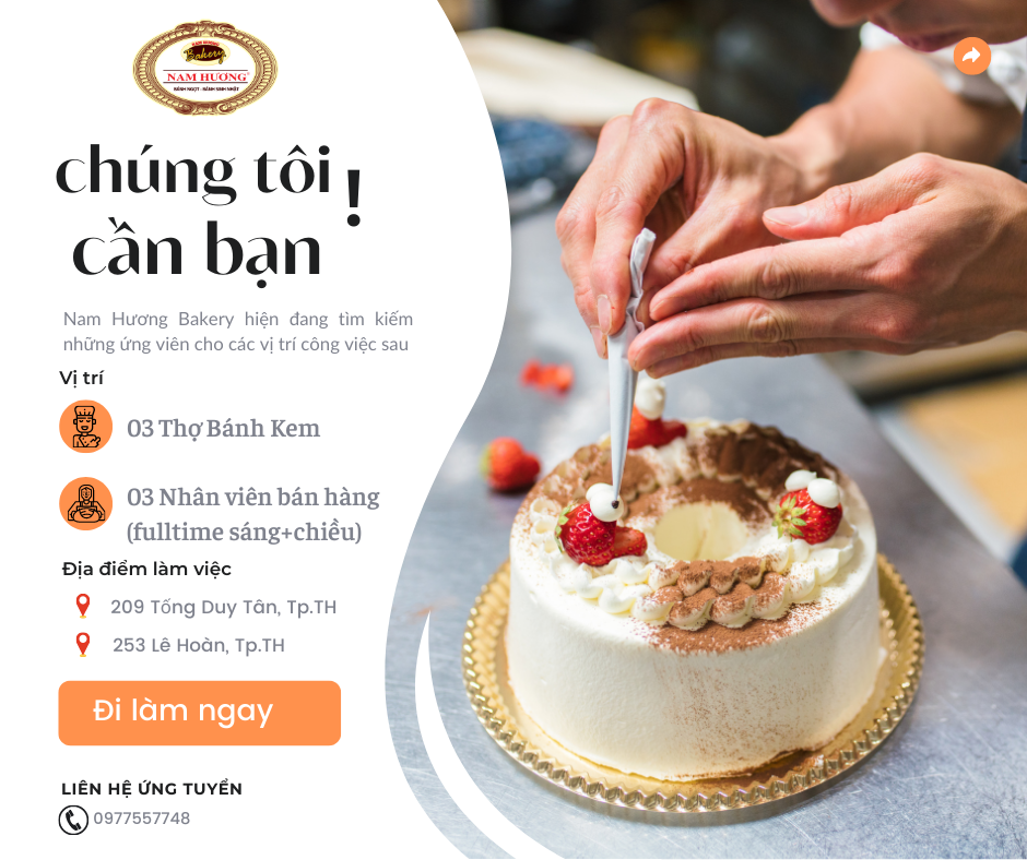 TUYỂN DỤNG NAM HƯƠNG BAKERY THÁNG 11/2022