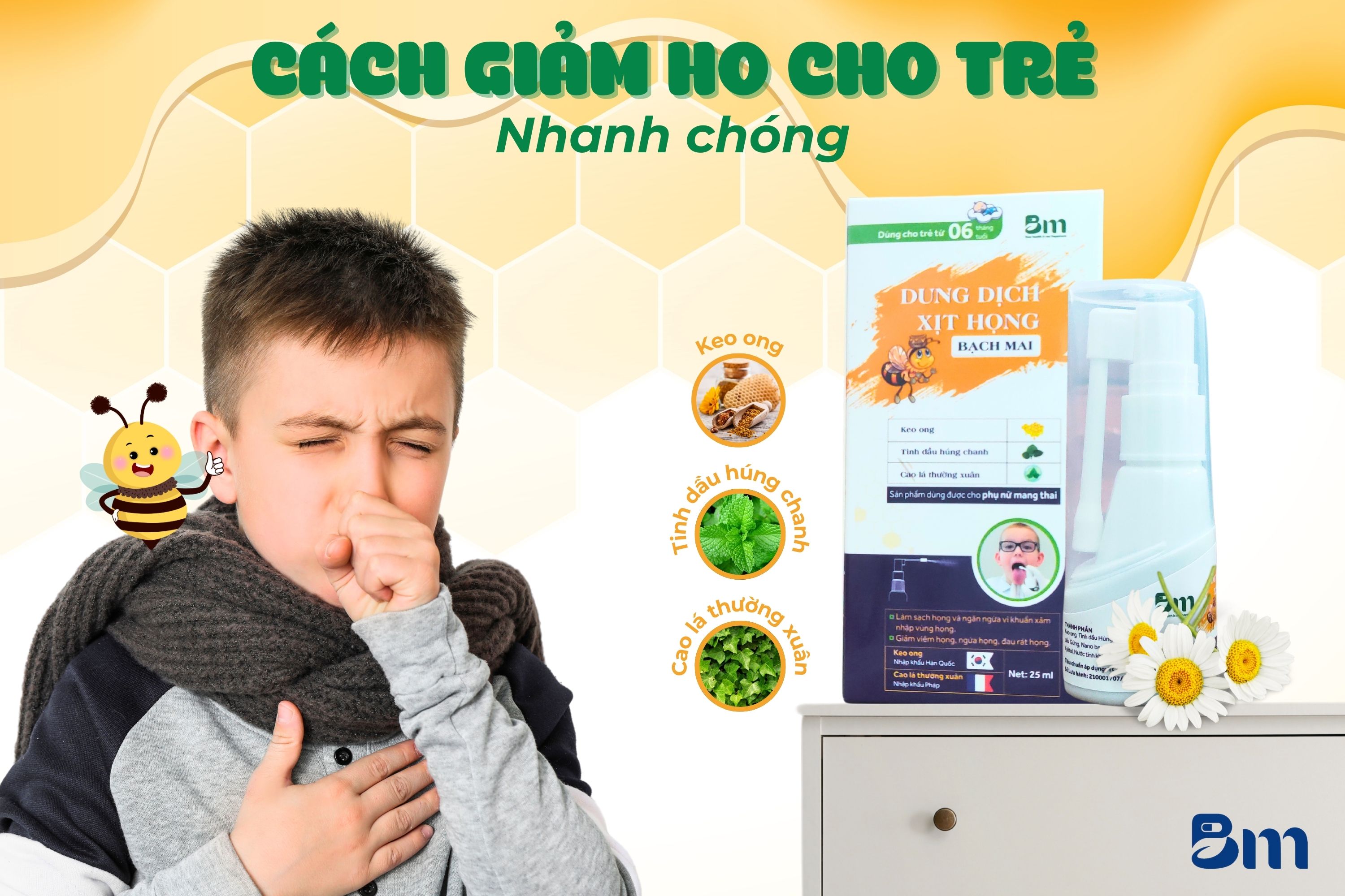 Dung dịch xịt họng Bạch Mai: Cách giảm ho cho trẻ nhanh chóng, hiệu quả