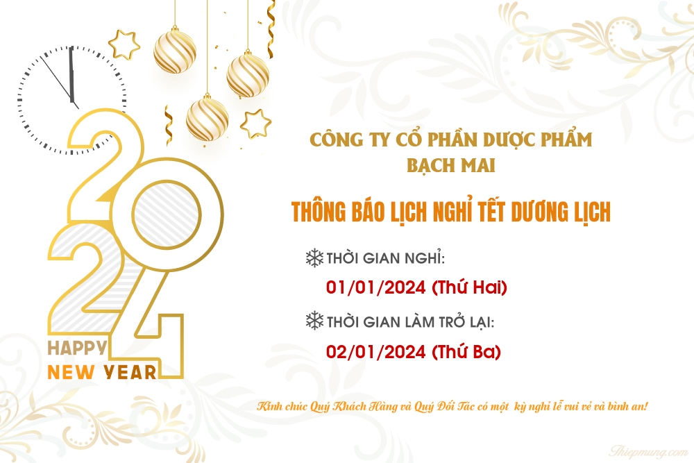 📣 THÔNG BÁO LỊCH NGHỈ TẾT DƯƠNG LỊCH 2024 📣