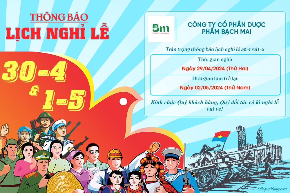 THÔNG BÁO NGHỈ LỄ GIẢI PHÓNG MIỀN NAM 30/04 VÀ QUỐC TẾ LAO ĐỘNG 01/05