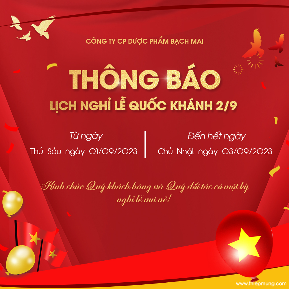 THÔNG BÁO NGHỈ LỄ QUỐC KHÁNH 2/9
