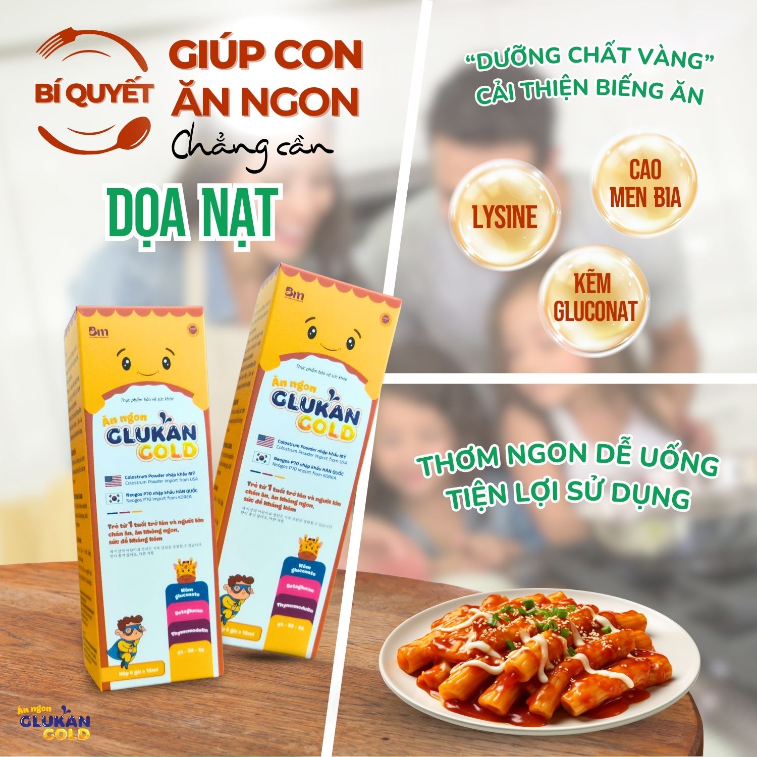 Glukan Gold chứa nhiều thành phần đã được nghiên cứu và chứng minh có lợi cho trẻ biếng ăn