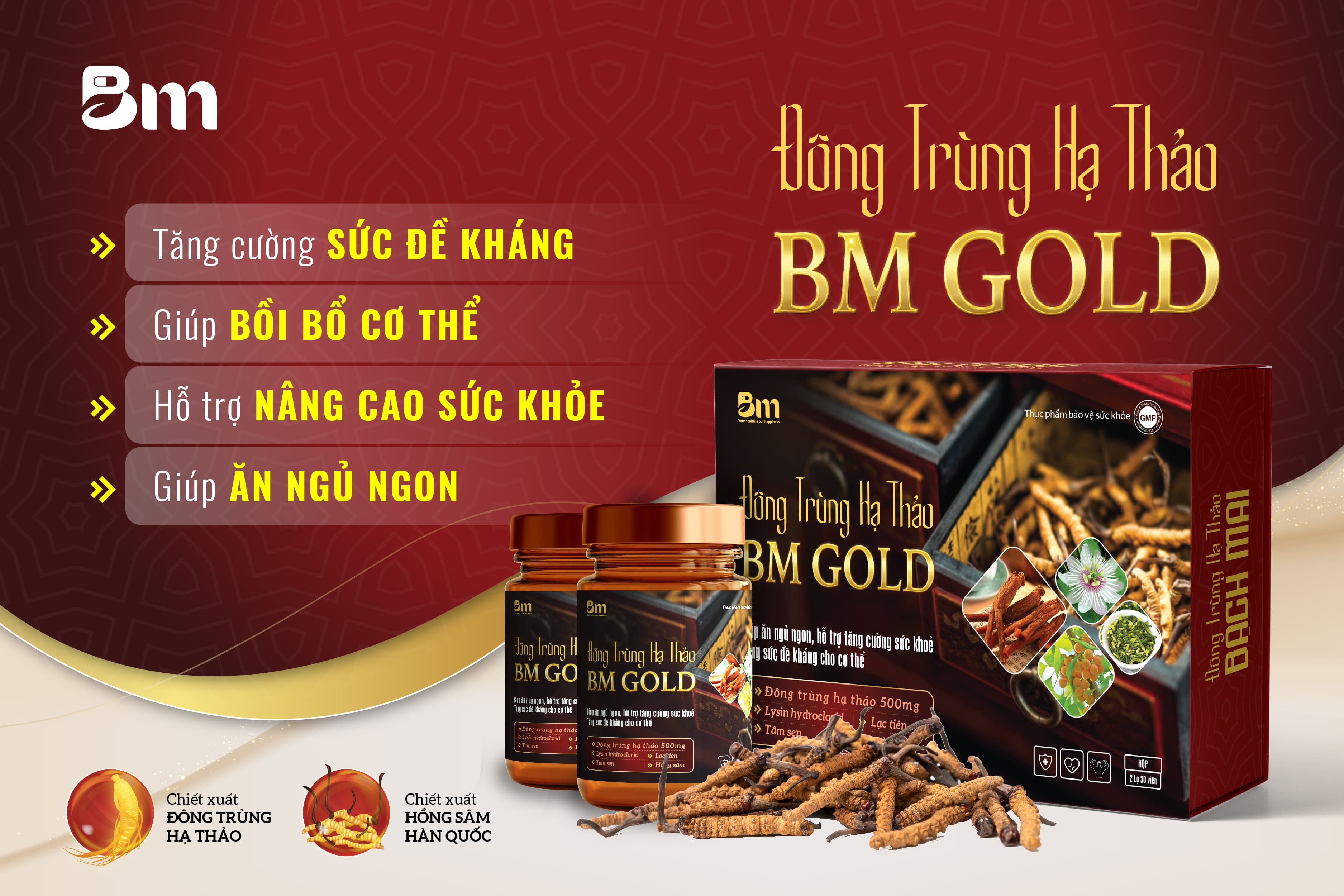 Đông trùng hạ thảo BM Gold tạo cảm giác thoải mái cho cơ thể Dược Bạch Mai