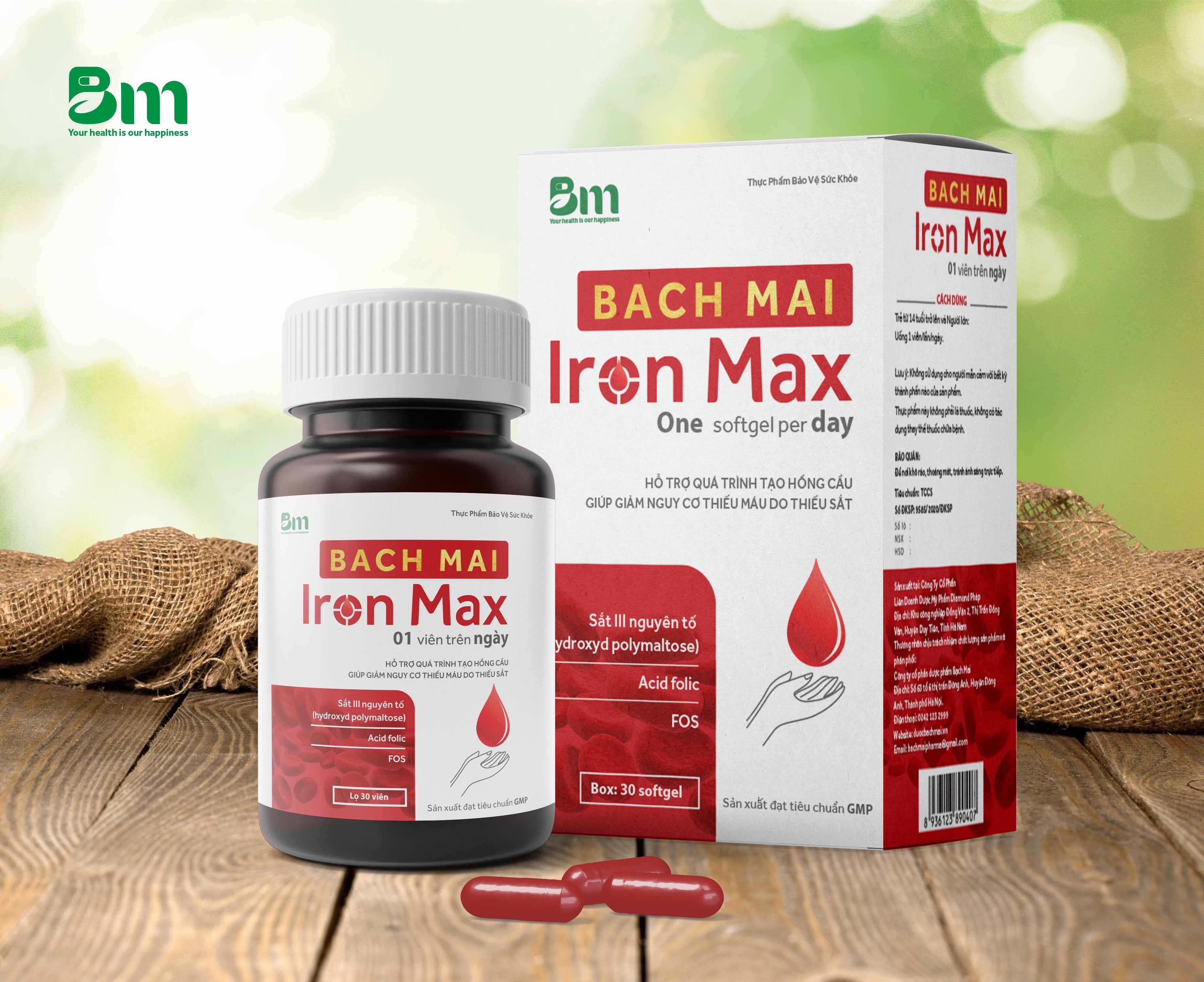 Bach Mai Iron Max bổ sung sắt & Axitfolic cho cơ thể Dược Bạch Mai