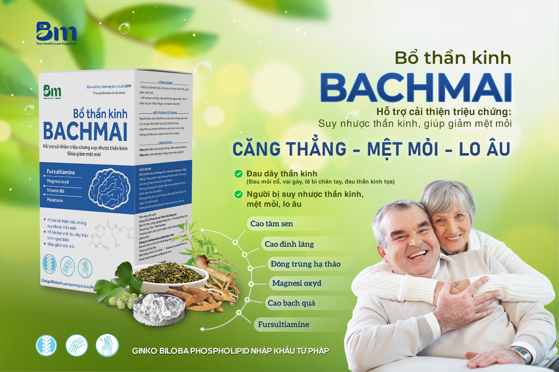 Bổ thần kinh BachMai giúp hỗ trợ cải thiện triệu chứng suy nhược thần kinh.  Dược Bạch Mai