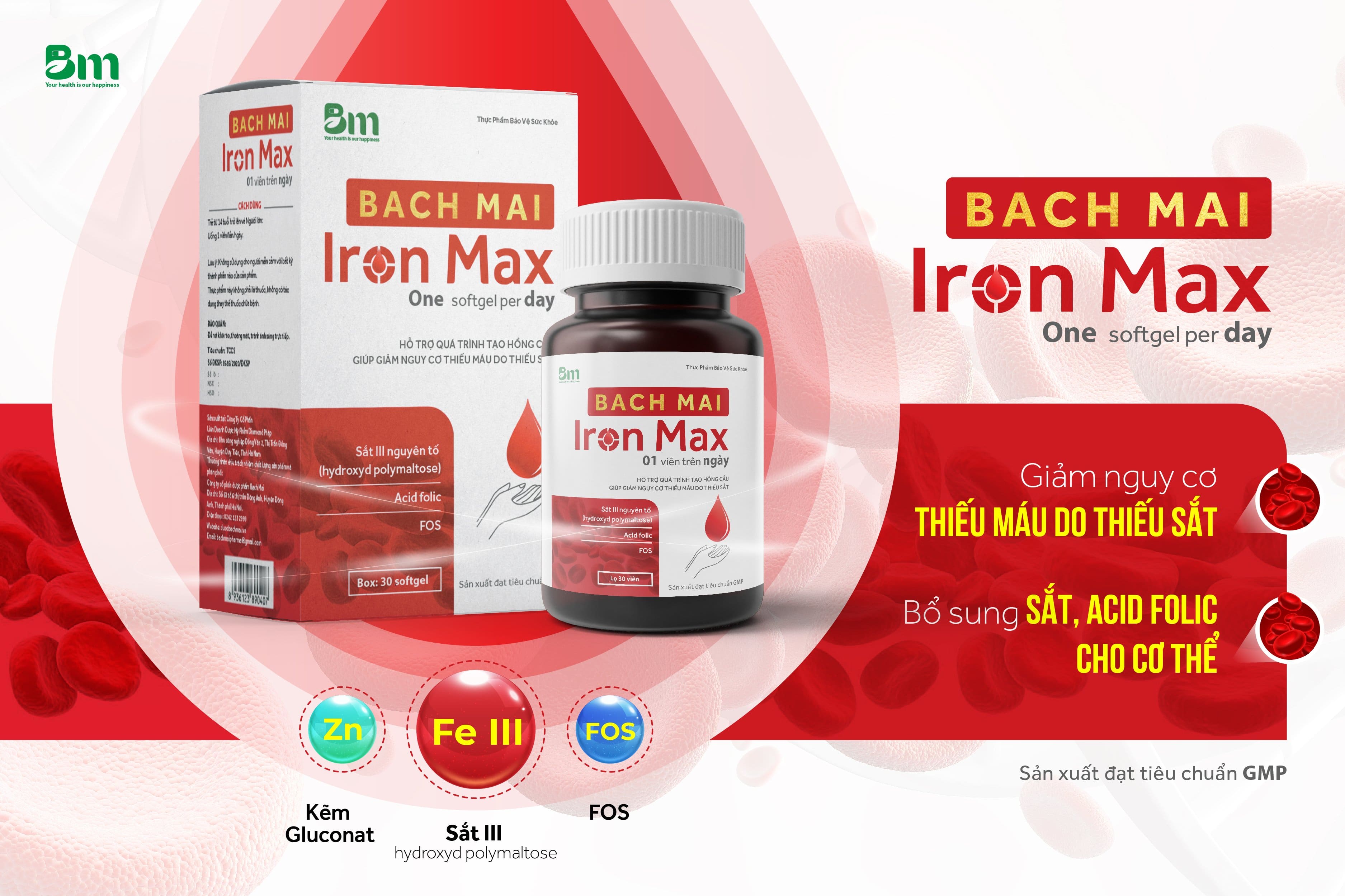 Bach Mai Iron Max bổ sung sắt & Axitfolic cho cơ thể Dược Bạch Mai
