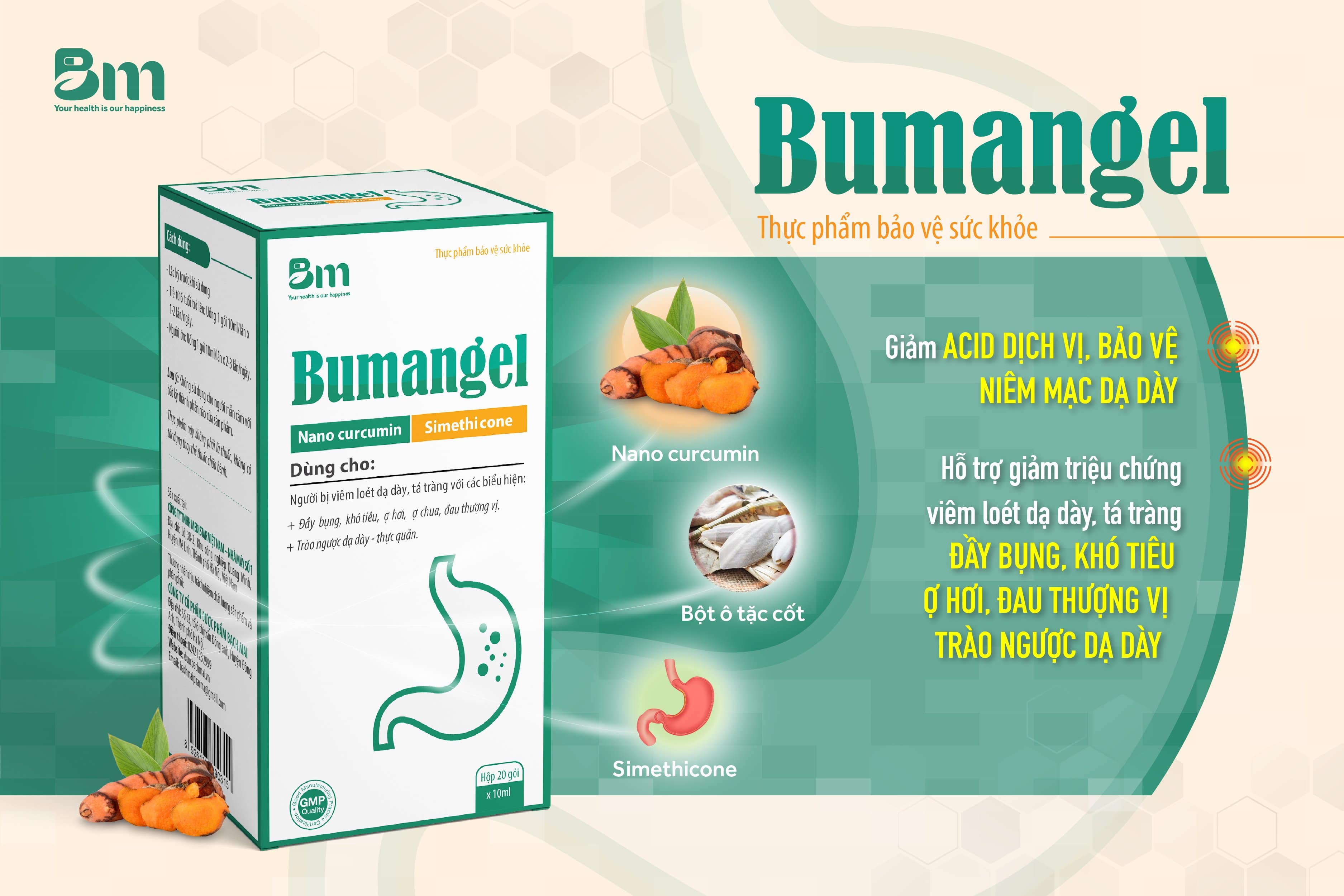 Dạ dày Bumangel giảm tình trạng đau dạ dày, tá tràng Dược Bạch Mai