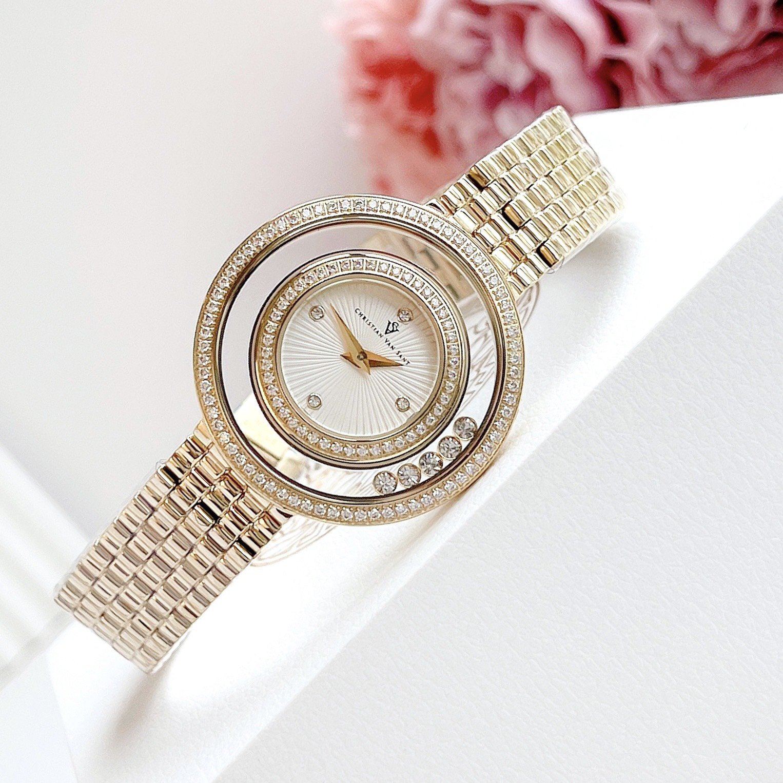 Đồng Hồ Nữ Christian Van Sant Women's Gracieuse Black Dial Watch CV4830 Màu Vàng