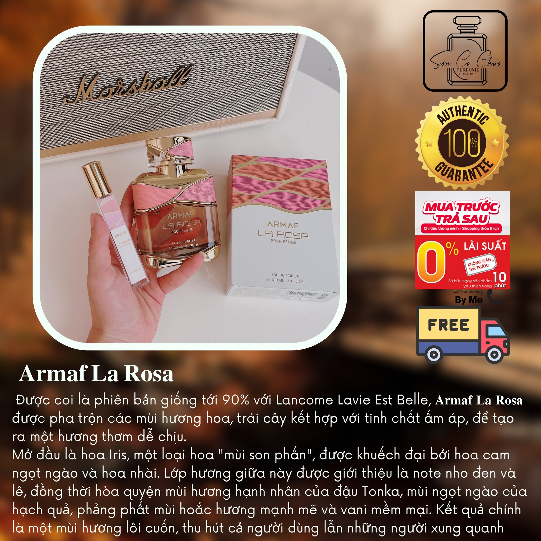 Full 100ml - hoa nữ Armaf La Rosa (1t)