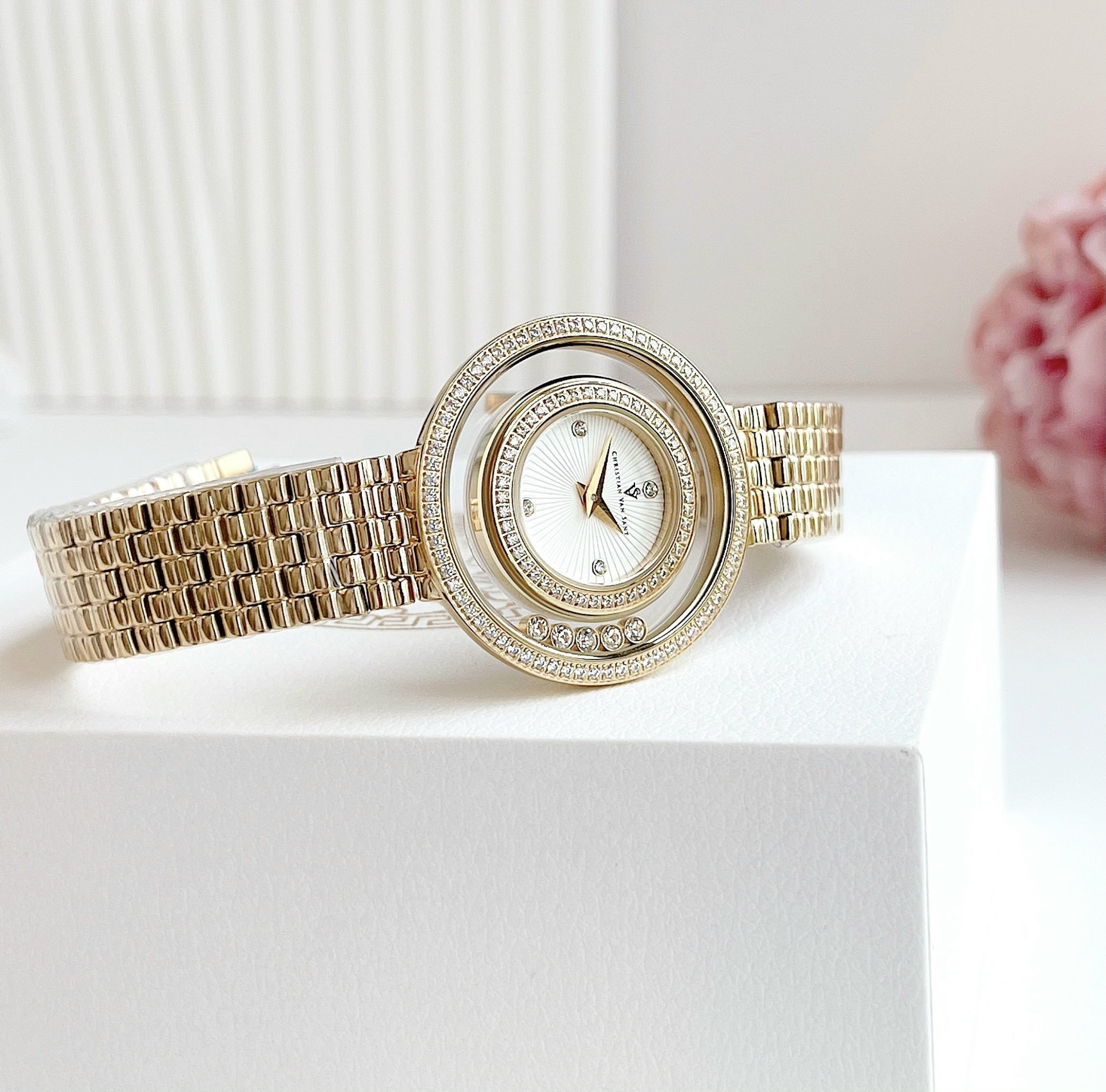 Đồng Hồ Nữ Christian Van Sant Women's Gracieuse Black Dial Watch CV4830 Màu Vàng