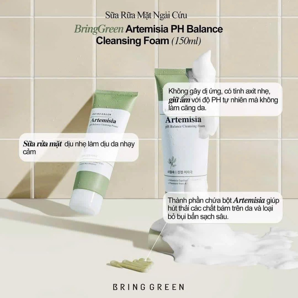 Sữa rửa mặt Bring Green 150ml ngải cứu MP