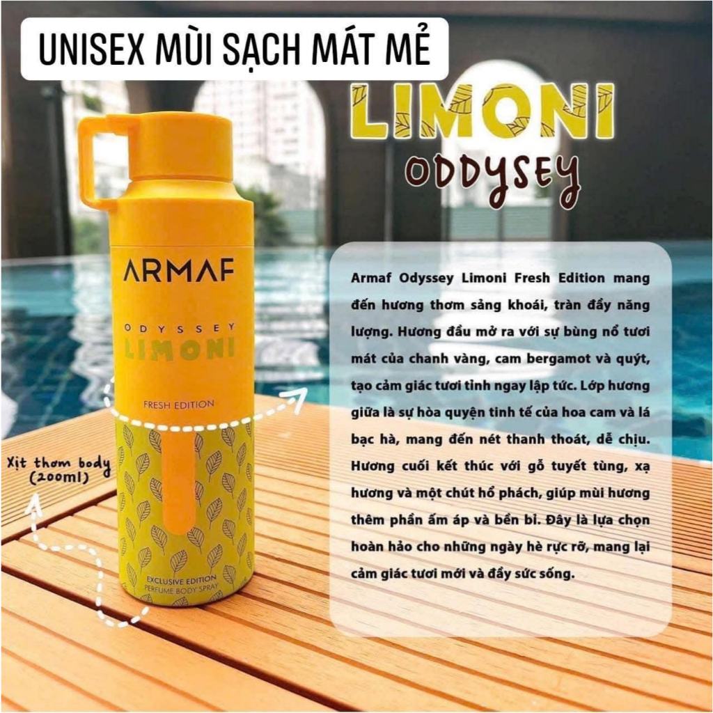 Xịt thơm nước hoa body Armaf Odyssey ( đủ loại) - chính hãng 200ml