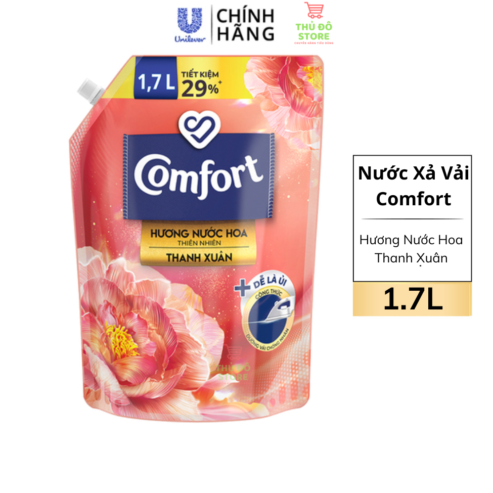 Nước Xả Vải Comfort Hương Nước Hoa Thiên Nhiên Thanh Xuân - Túi 1.7L