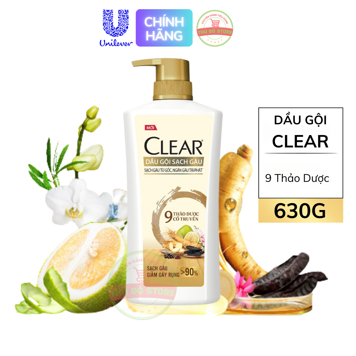 Dầu Gội Đầu CLEAR 9 Thảo Dược Cổ Truyền - Chai 630G