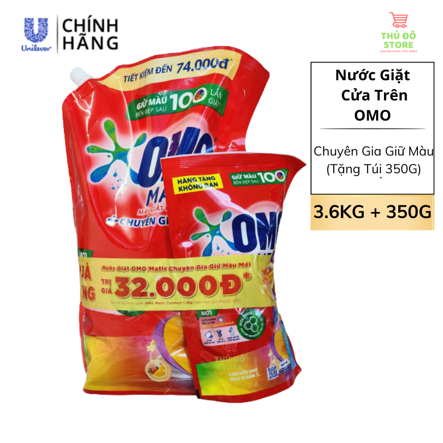 Nước Giặt OMO Matic Cửa Trên Chuyên Gia Giữ Màu - Túi 3.6Kg (Tặng túi 350G)