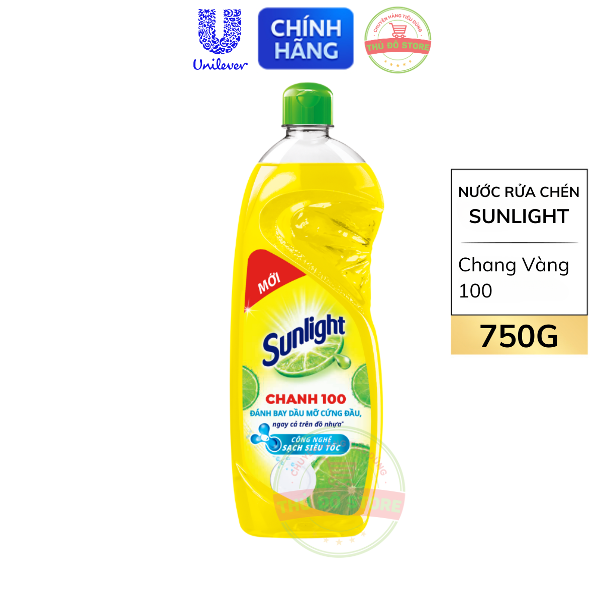 Nước Rửa Chén Bát Sunlight Thiên Nhiên Chanh Vàng 100 - Chai 750G