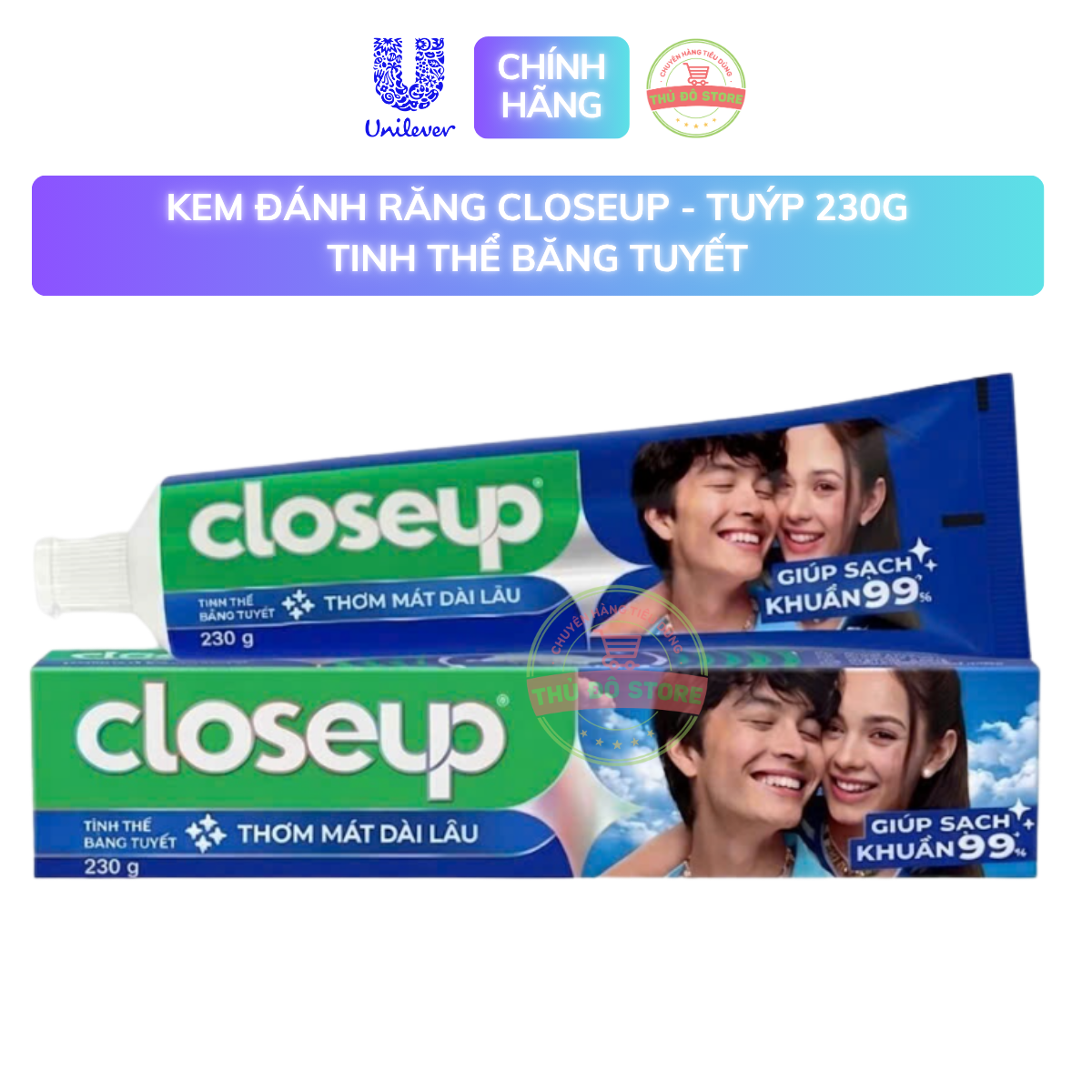 Kem Đánh Răng Closeup Tinh Thể Băng Tuyết - Tuýp 230G
