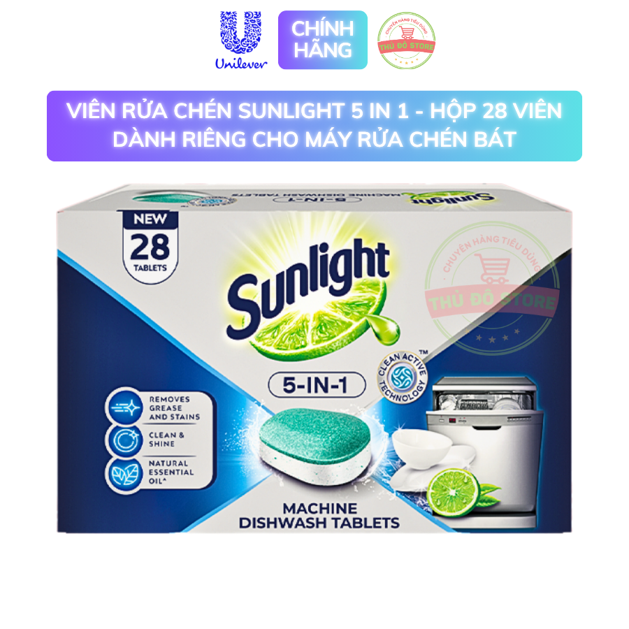 Hộp Viên Rửa Chén Bát Sunlight - 28 Viên/Hộp