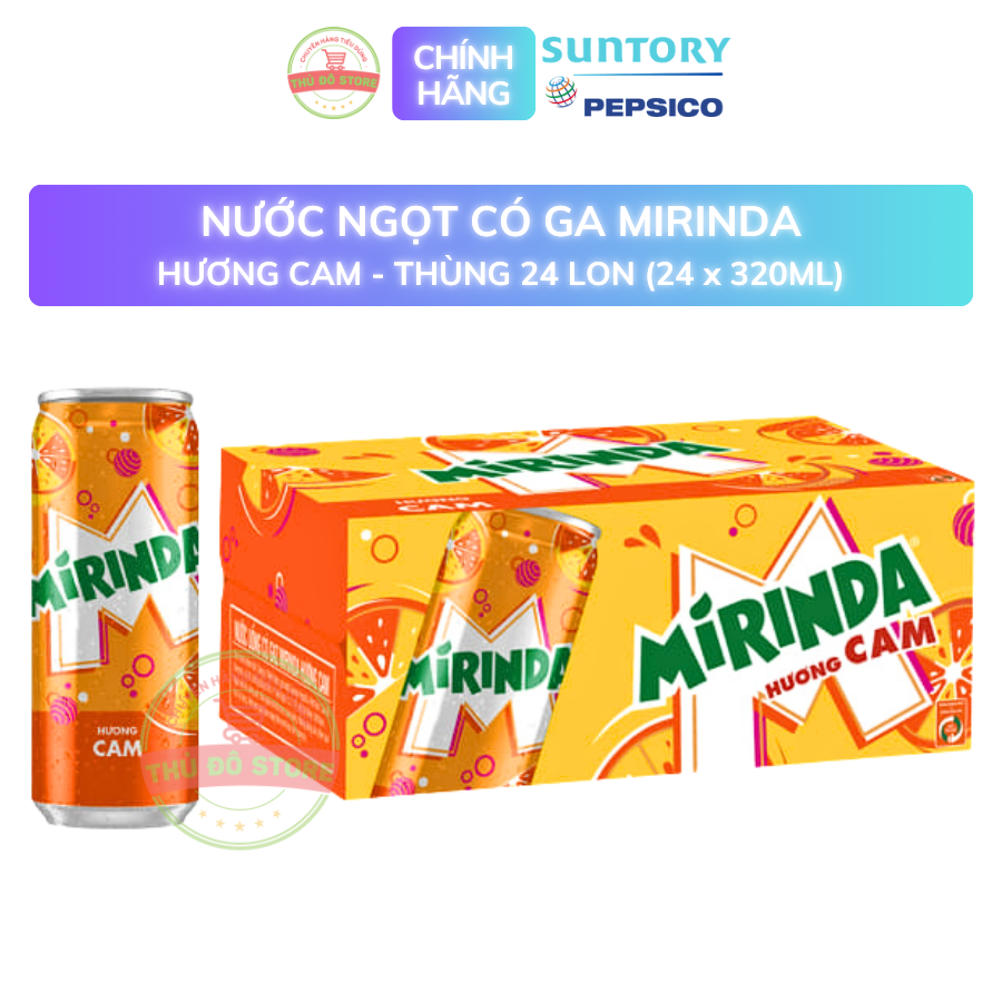 PEP Nước Ngọt Có Ga Mirinda Cam - Thùng 24 Lon x 320ML