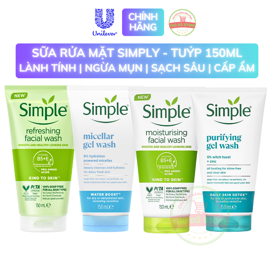 Sữa Rửa Mặt Simple 150ML (Tặng nước tẩy trang)