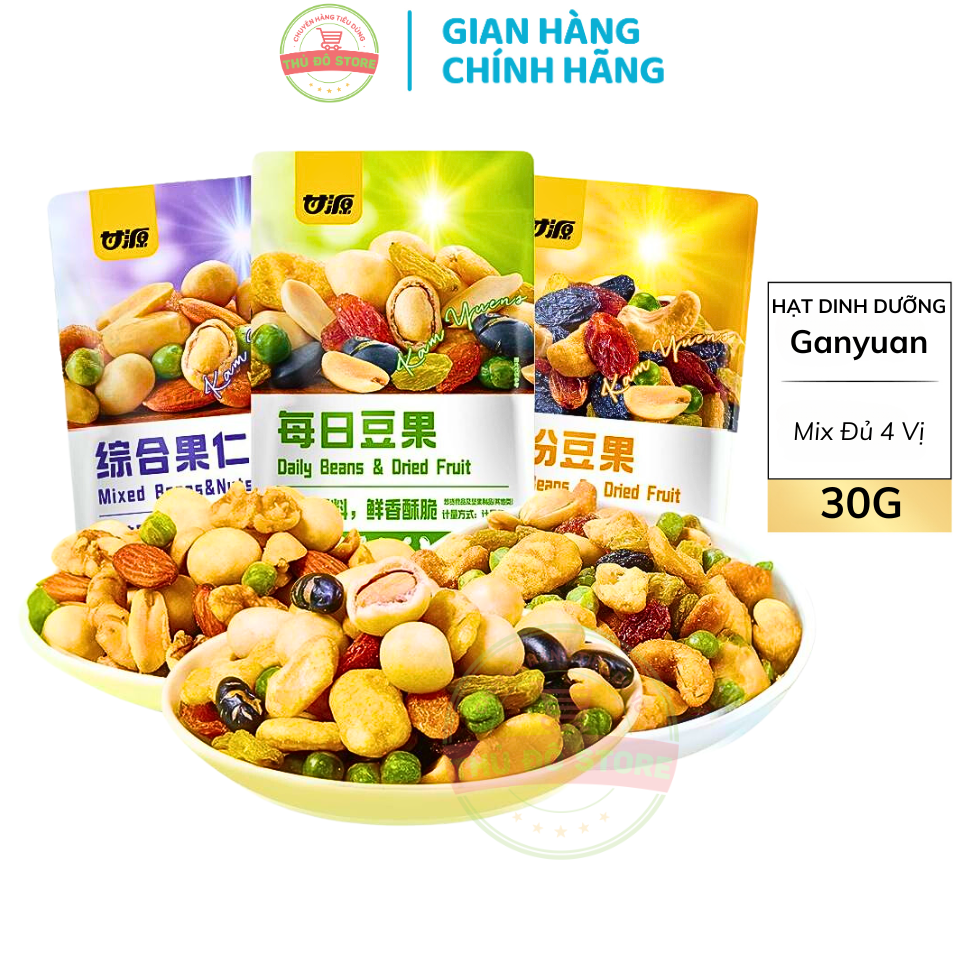 Hạt Mix Dinh Dưỡng GANYUAN | Hạt Dinh Dưỡng Mix Trái Cây Sấy Giòn | Hạt Ngũ Cốc Sấy Khô Tẩm Vị Nội Địa - Gói 30G